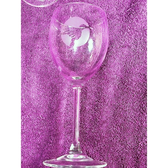 Set 2 Water Goblets in Hummingbird Vintage late 80s Frosted Stem 8 1/4" - Picture 4 of 6